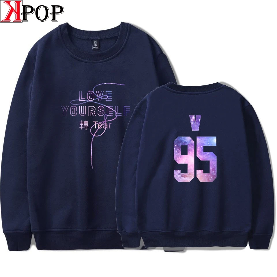 Bangtan love your self tear модная толстовка с круглым вырезом популярные повседневные пуловеры Kpop круглый воротник унисекс Harajuku Толстовка