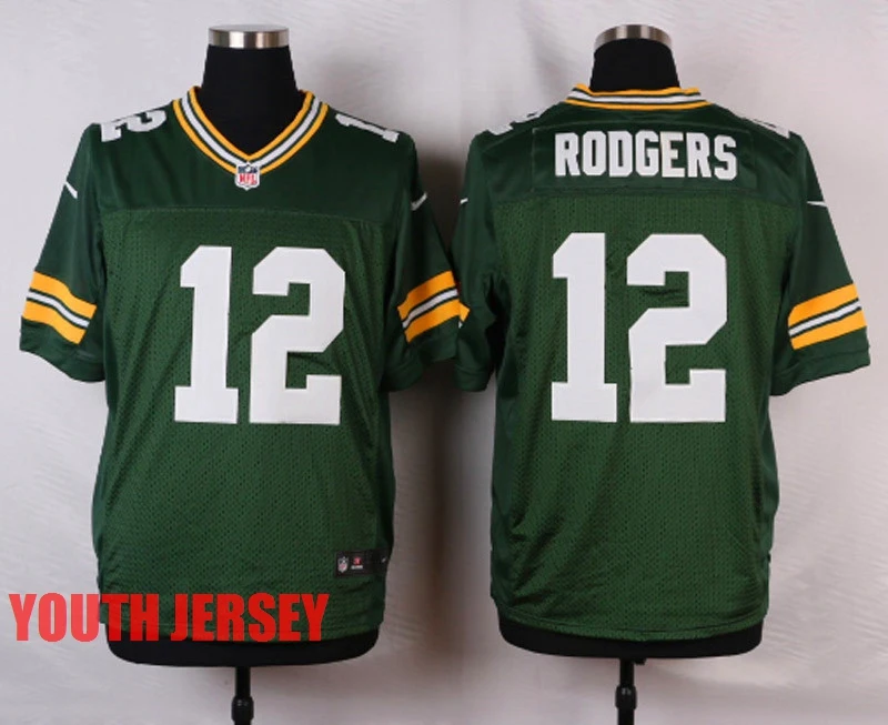 Белый Stitiched, Green Bay, Aaron Rodgers, eddie lacy, Randall Cobb, Ha Clinton-Dix, Clay Matthews, Brett Favre для молодежи, детский трикотаж - Цвет: Белый