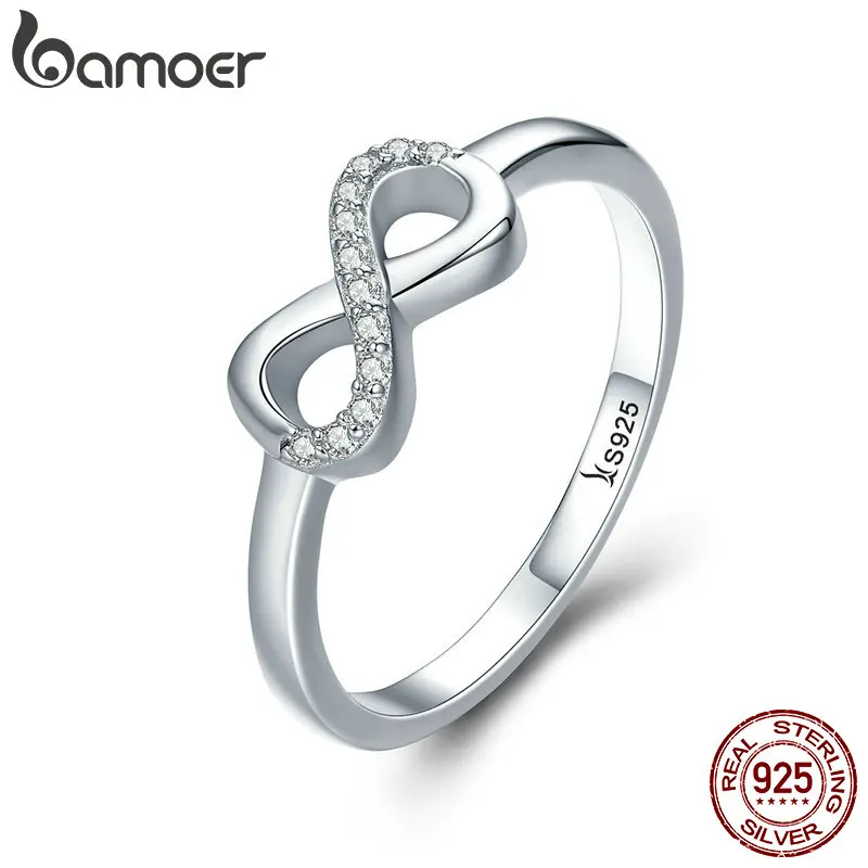 BAMOER горячая Распродажа 925 пробы серебряные кольца Forever Infinity Love для женщин украшения на свадьбу, годовщину Anel SCR332