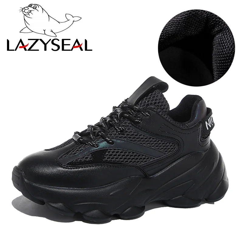 LazySeal/цветные кроссовки на толстой платформе; женские ботинки на шнуровке; Разноцветные ботильоны; женская прогулочная обувь на шнуровке - Цвет: 03 Colorful