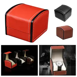 Модная коробка для одной пары часов, искусственная кожа, квадратный чехол для ювелирных изделий, подушка для дисплея, портативный размер