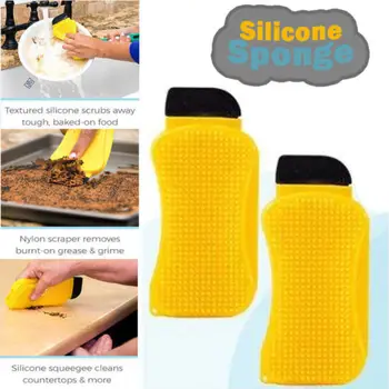 

3 in 1 Multi-Function Sponge Cleaning Brush Hero Silicone Kitchen Cleaning Tools Silicone Sponge Household With Soap Dispenserr