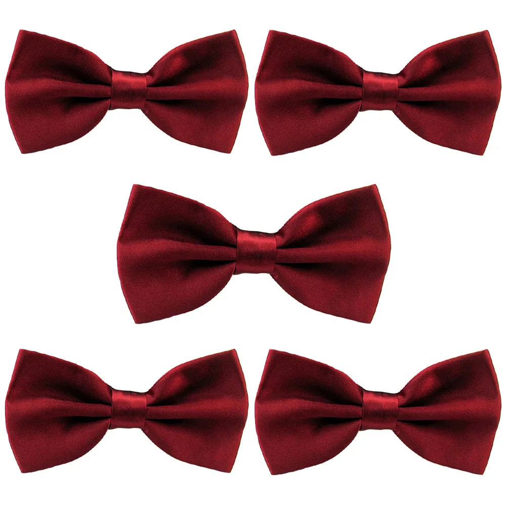 Dark Red-5 PCS 5 шт. мужской классический Атласный Галстук-бабочка Свадебный школьный Регулируемый однотонный галстук-бабочка BWTYY1001 - Цвет: Dark Red-5 PCS