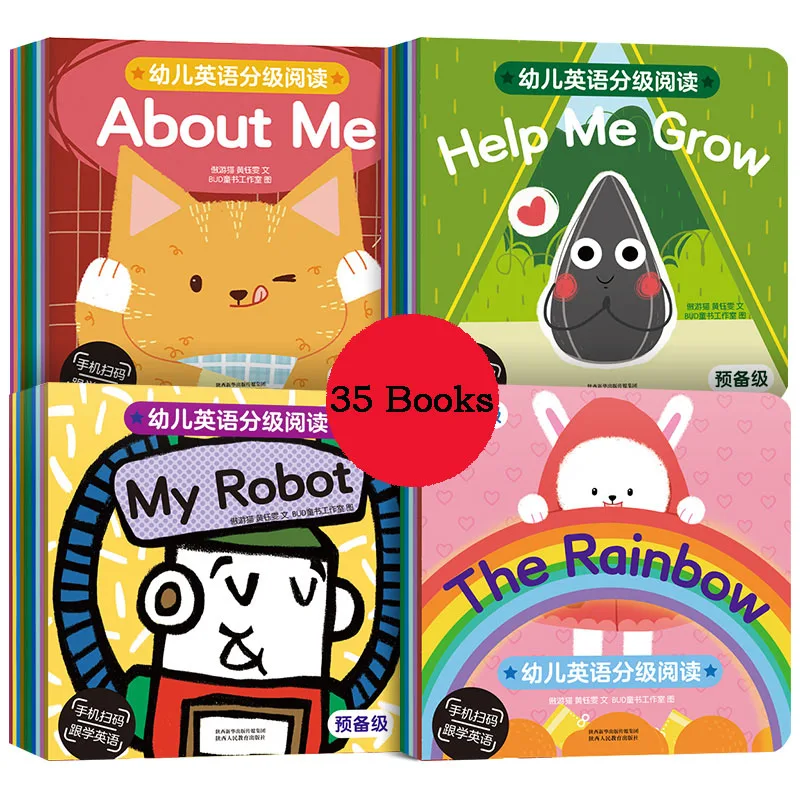 

35 Book/Sets15CMx15CM Kids color English Picture Parent-Child Educational Book Gift For Children Baby Learn Reading Story Books