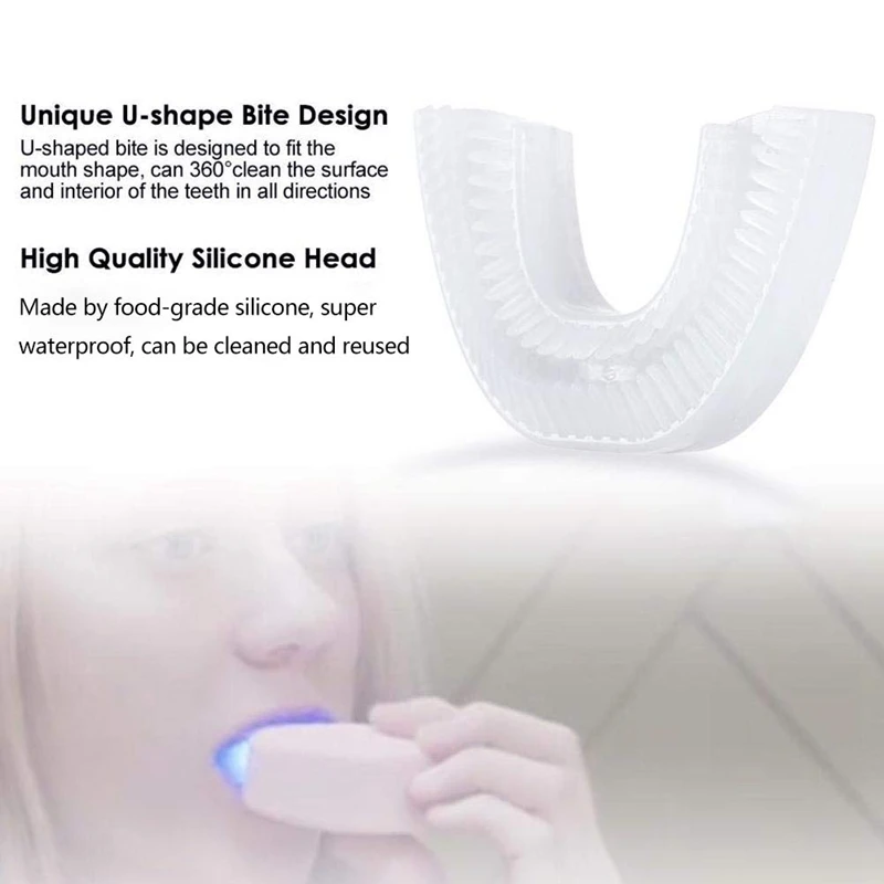 3 шт 360 градусов сменные головки щетки силиконовые u-образные автоматические головки зубной щетки очиститель ротовой полости