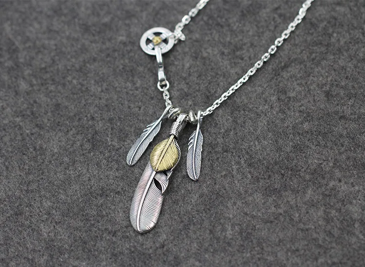 s925 sterling silver pendant necklace personality fashion style feathers shape cross round bird set to send lover's gift