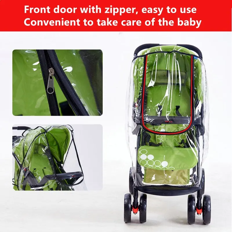 Universal Stroller Rain Cover Baby Car Weather Wind Sun Shield Transparent Breathable Trolley Umbrella Raincoat Accessories