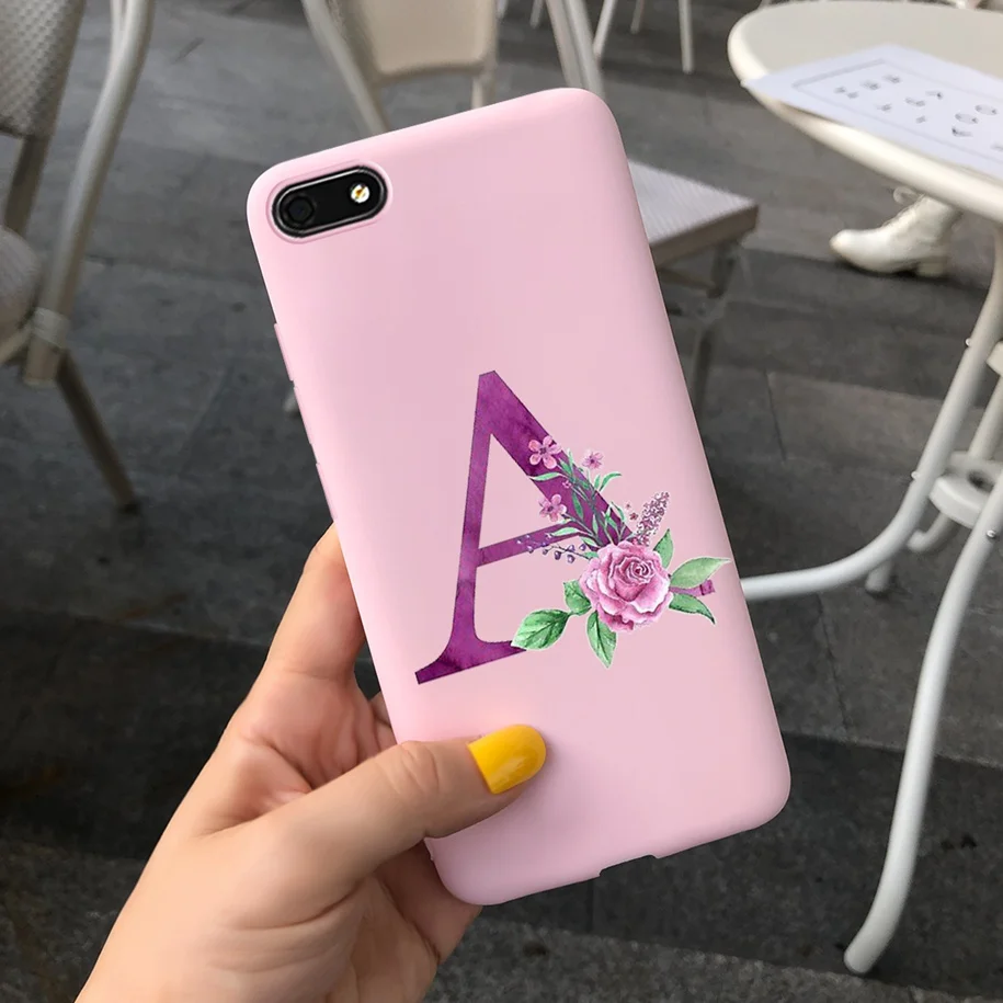 Chic Alphabet Flower Silicone Phone Case - Soft Touch Black Pink Matte TPU Cover