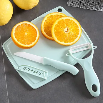 

Ceramic fruit knife set three-piece set household multifunctional fruit knife creative baby food supplement knife peeling knife