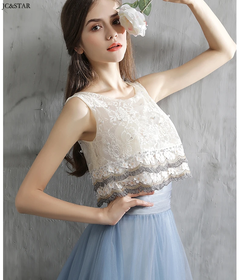 Vestido dama de honra, новинка, кружевное жемчужное платье в стиле бохо, 2 предмета, голубое, цвета слоновой кости, свадебное платье, robe demoiseur d'honneur