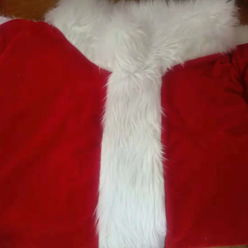 Костюм Санта-Клауса, 7 шт., Рождественская шапка, костюм Санта-Клауса для костюмированной вечеринки, шапка+ борода+ топ+ штаны+ ремень+ перчатки+ кожаные ботинки