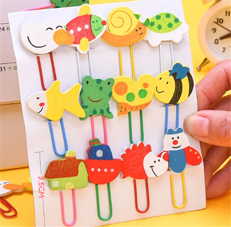 1x радуга медведь мультфильм скрепки дерево материал escolar Bookmarks для книг канцелярские принадлежности Школьные принадлежности papelaria подарок для детей