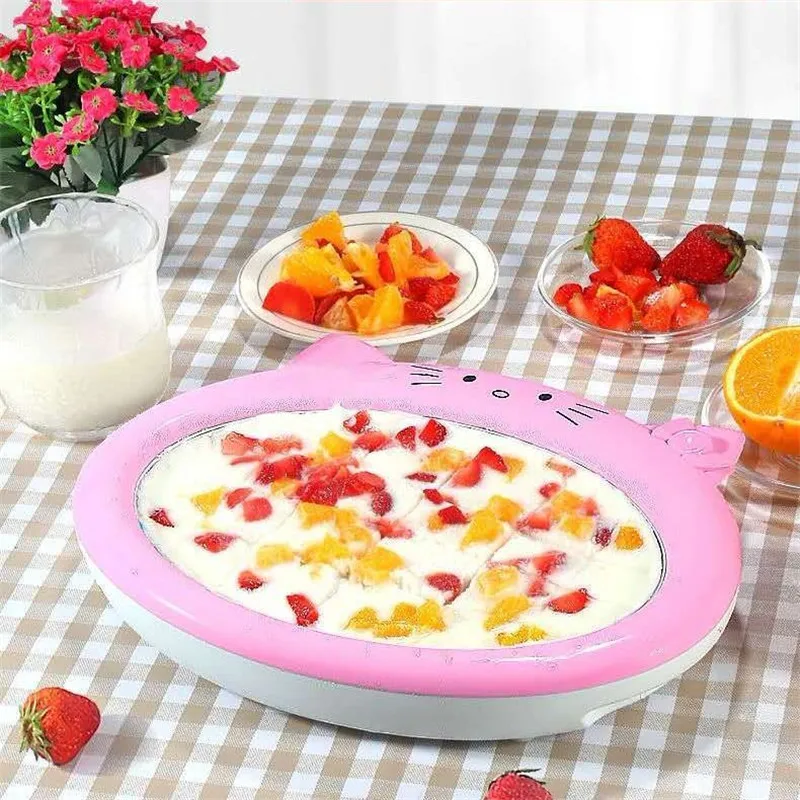 Мультяшная Жареная Машина для льда DIY машина для приготовления жареного йогурта сковорода мини-мороженое машина для домашнего перемешивания йогурта с 2 шт жареная лопатка для льда