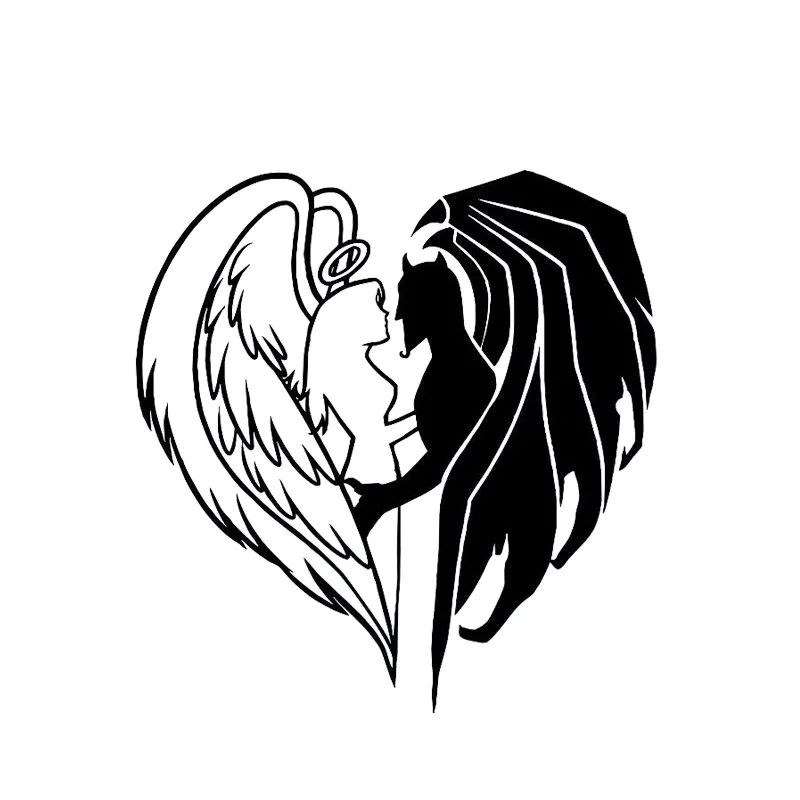 

Car Stickers Decor Motorcycle Decals Get Together Become Heart Demon Angel Decal Decorative Accessories Creative PVC,15cm14.5cm