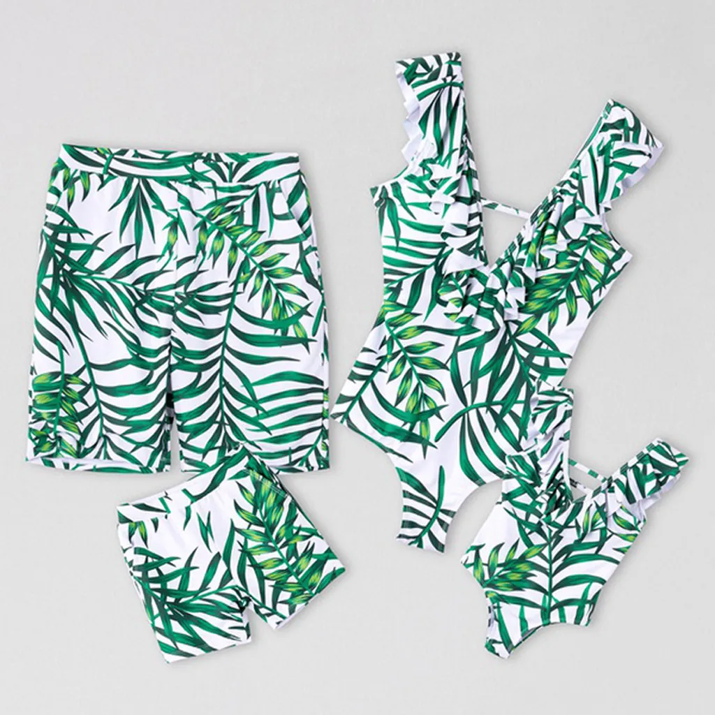 Family Matching Outfits Mother Daughter Bikini Swimsuits Father Son Swimwear Shorts Mommy Dad And Me Clothes Bath Dress Clothing | Мать и