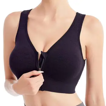 Front Zipper Sports Bra Women's Underwear Running Fitness Seamless Brassiere Shockproof Breathable without Underwire Bralette 1