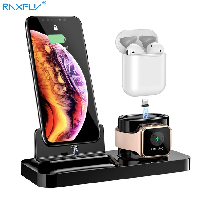 RAXFLY 3 в 1 магнитное зарядное устройство для телефона для iPhone 11 Pro XS MAX XR 8 7 Беспроводное зарядное устройство для часов AirPods зарядная док-станция