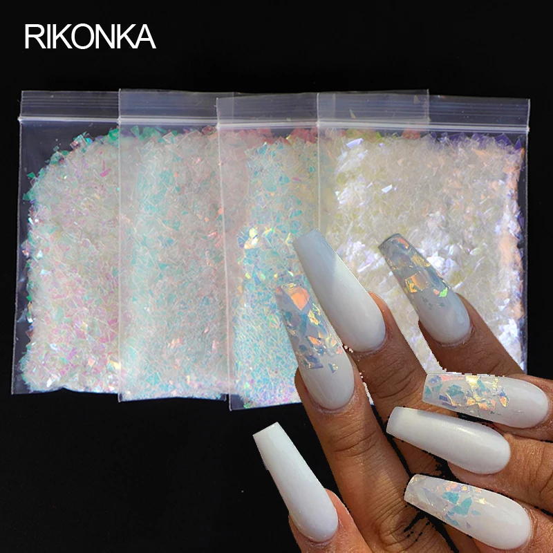 

RIKONKA Holographic AB Nail Glitter Flake Shell Sparkly Sequins Irregular Paillette DIY Gel Polish Manicure Nail Art Decorations