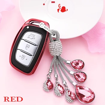

Artificial Crystal Pendant keyhcian For Hyundai MISTRA/IX35/IX25/VERNA/Solaris/I30/Tucson/Accent/Getz/Elantra car key shell case