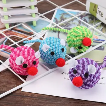 

Round Mouse Cat Toy Cute Pet Cotton Rope Simulation Mice Chew Interactive Playing Toys for Household Animal Cats Ornaments