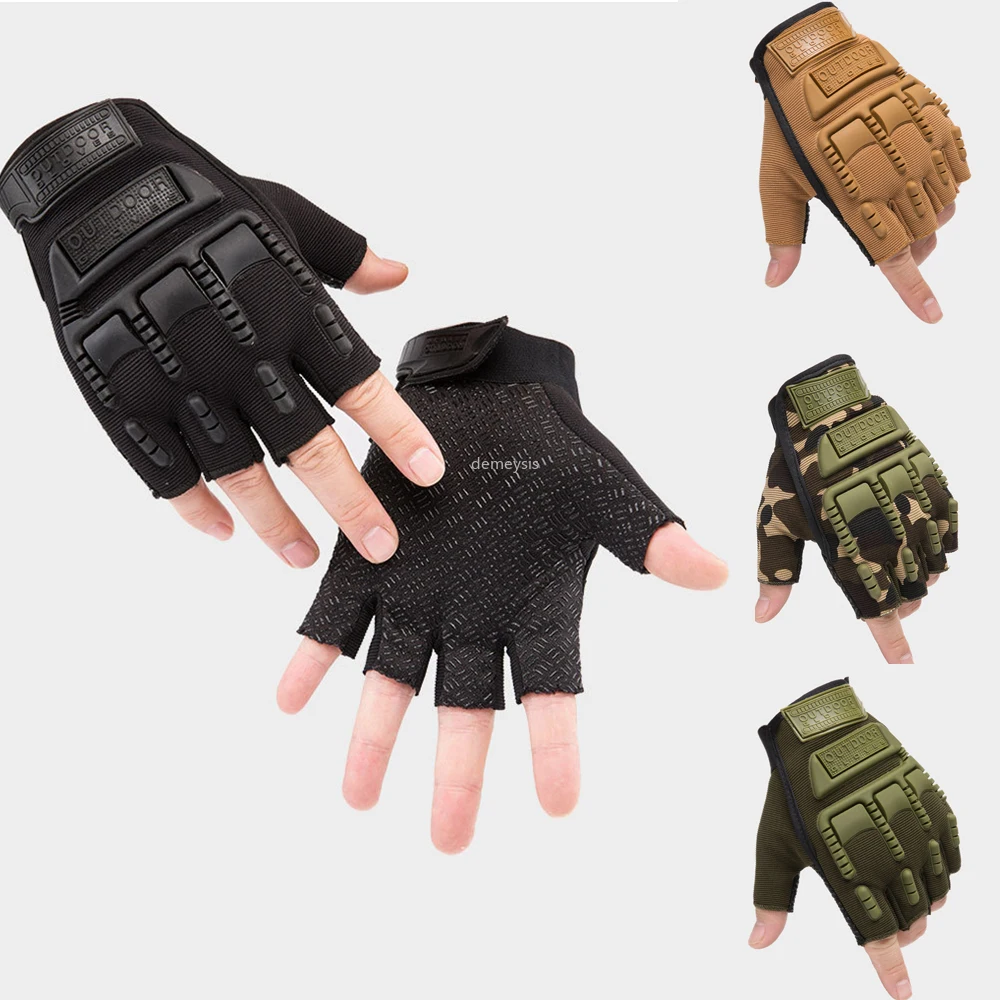 Тактические перчатки на полпальца, военные армейские мужские перчатки без пальцев для спорта, вождения, стрельбы, езды, спортзала, мотоцикла, страйкбола