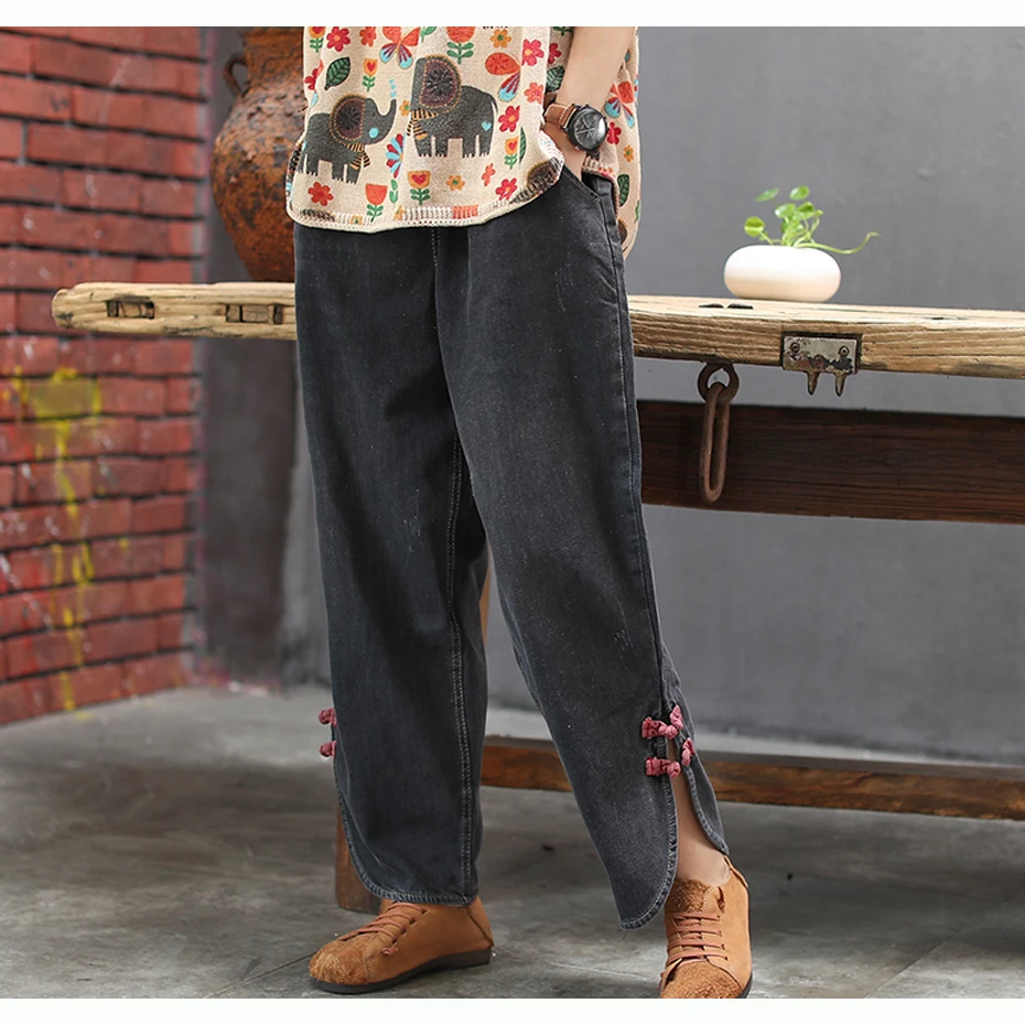 Women Jeans Denim Pants Big Loose Straight Split Retro Vintage Fashion Casual for Autumn AZ51181720