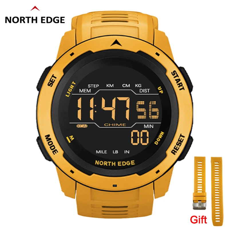 NORTH EDGE Mars Men Smart Watch Men's Sports Watches Dual Time Pedometer Alarm Clock Waterproof 50M Digital Watch Military Clock