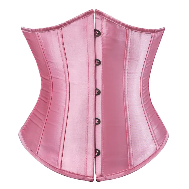 Underbust Corset Sexy Women's Underwear Waist Slimming Body Shaper for Women Steampunk Lace-up Corset Pink