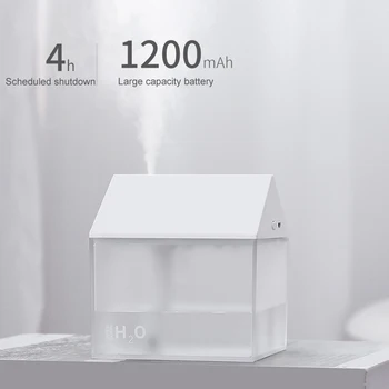 

3 In 1 Small House Shaped Humidifier Wireless USB Humidifier with Colorful Light and Large Mist Volume YU-Home