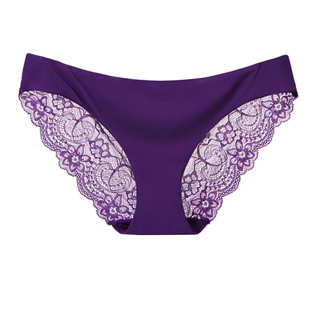 Purple Полупрозрачные трусики, тонкое женское нижнее белье, прозрачные кружевные сексуальные трусы, Majtki Damskie, Бесшовные женские трусики, Culotte Femme - Цвет: Purple