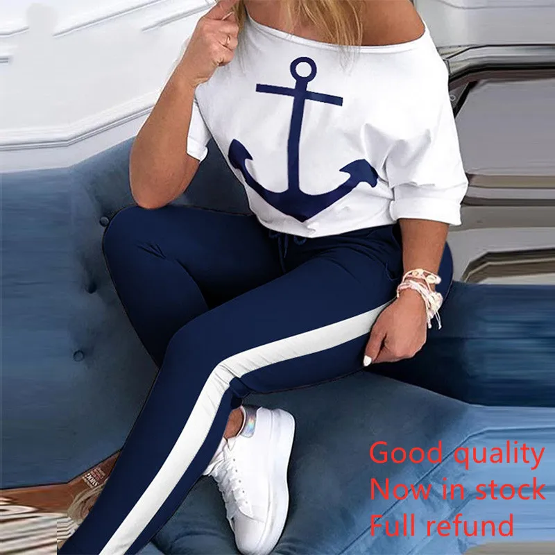 Conjunto de Top y pantalón con cordones para mujer, conjunto de dos piezas, Top y pantalones, estampado, manga larga, cuello