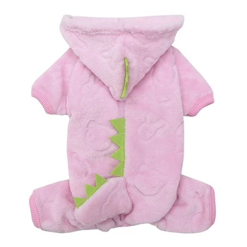 

Double Layer Plus Velvet Pet Clothes Winter Warm 4-Legged Clothes Cotton Dinosaur Cute