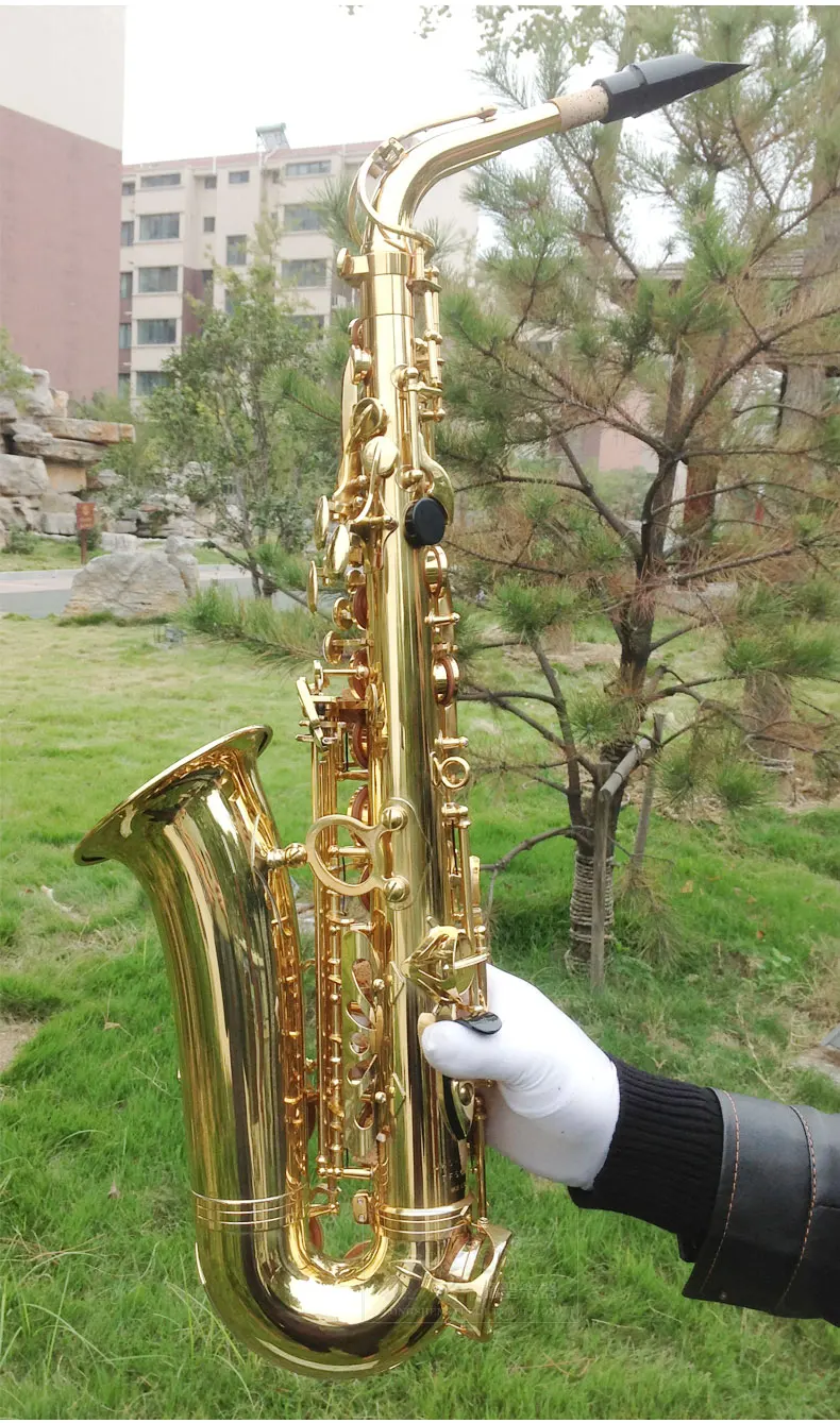 JM JAS 1100SG Alto Eb Tune саксофон латунный никель-посеребренный корпус золотой лак ключ музыкальный инструмент e-плоский саксофон с Чехол