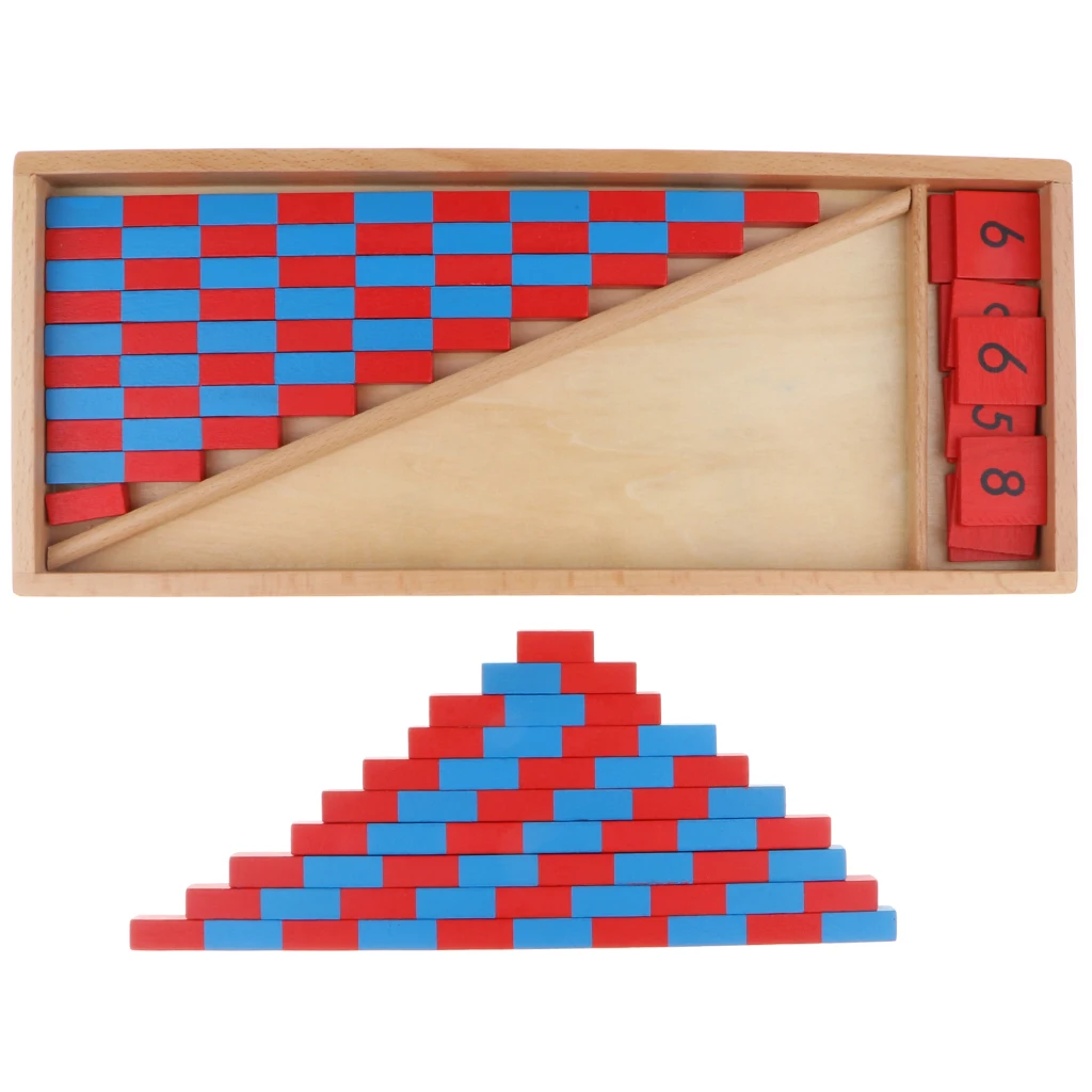 Montessori Toy Wooden Red & Blue Rods Kids Classic Learning & Education Toy