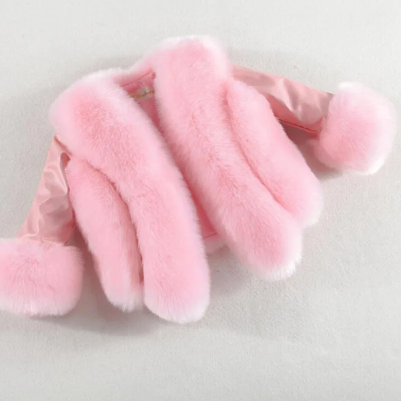 pink Пальто с искусственным мехом для девочек осенне-зимние модные меховые пальто для девочек Толстая теплая парка элегантные меховые пальто принцессы Детское пальто с искусственным мехом От 2 до 12 лет - Цвет: pink