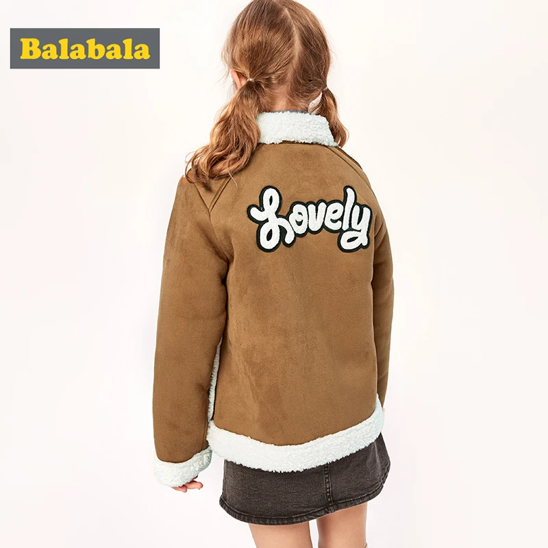 Children wear suede plus velvet jacket new autumn and winter children and girls warmth thick coat