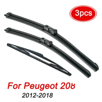 

MIDOON Wiper Front Rear Wiper Blades Set For Peugeot 208 2012 2013 2014 2015 2016 2017 Windshield Windscreen Window 26"16"14"