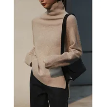 ##Special Price 52% Wool Blend Warm Designer Women Sweaters 2019 High Quality Korean Fashion loose Turtleneck Women's free knitted sweater ##Special Price 52% Wool Blend Warm Designer Women Sweaters 2019 High Quality Korean Fashion loose Turtleneck Women's free knitted sweater