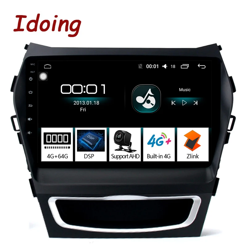Clearance Idoing 9"Car DSP Android 8.1 Radio Vedio Multimedia Player 4G+64G Octa Core For Hyundai Santa Fe 3 Grand 2013-2017 NO 2 DIN DVD 0