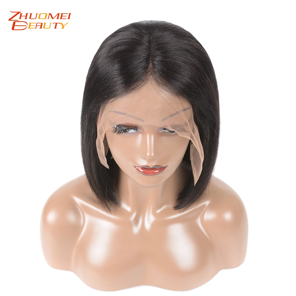 

Short Bob Wig Lace Frontal Wig With Pre-plucked Hairline 13*6 Lace Front Human Hair Wigs 150% Peruvian Straight Remy Hair Wigs