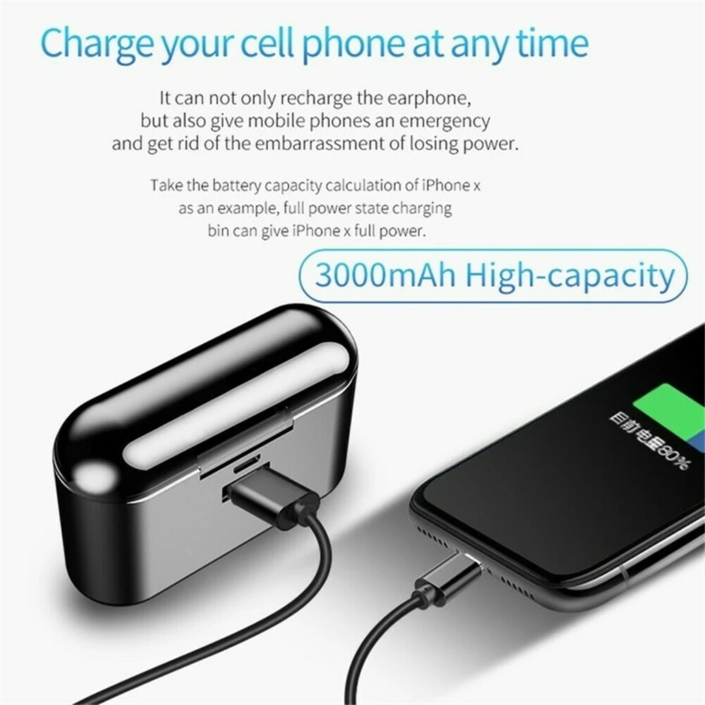 TWS Bluetooth Wireless Headset Mini Bluetooth 5.0 Sports Stereo Headset Earphone With Charge Box Headphone For IOS android