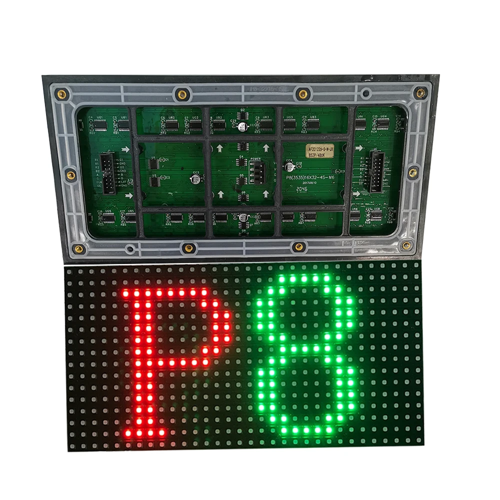 

P8 Outdoor Waterproof LED Display Screen Module 32x16 Pixels High Brightness Surface Mount SMD3535 256x128mm HUB75 Interface