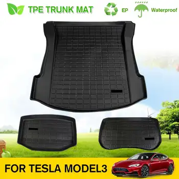 

3 Pcs/Set Car Floor Mats Rear Trunk Storage Mat Cargo Tray Trunk Mats Waterproof Protective Pads Compatible For Tesla Model 3