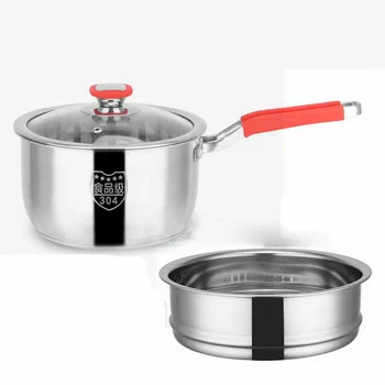 

Milk Pot Stainless Steel Soup Pot 16CM18CM Small Pot Three-layer Bottom Mini Baby Food Supplement Pot Small Steamer Home Kitchen