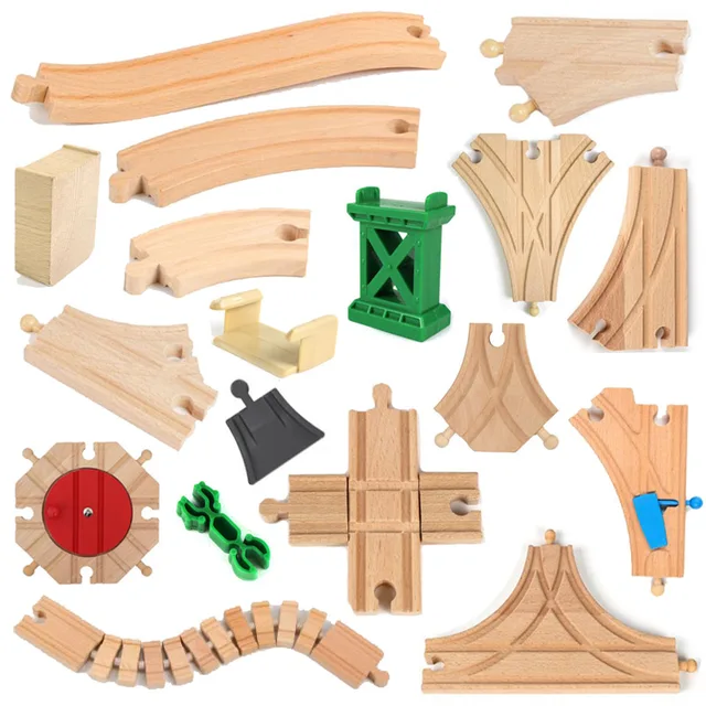 Beech Wood Track Train Toy Wooden Train Railway Track Set Accessories Assembly Toys For Children' Gift 1