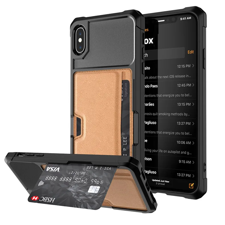 Для iphone 11 Pro Max прочный Чехол слайдер; держатель для карт задняя крышка для iphone 6 6s 7 8 Plus X XS MAX XR Роскошный чехол-портмоне