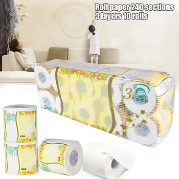 

10 Rolls Toilet Paper Tissue 3 Layer White Soft Skin-Friendly for Bathroom Home QJS Shop