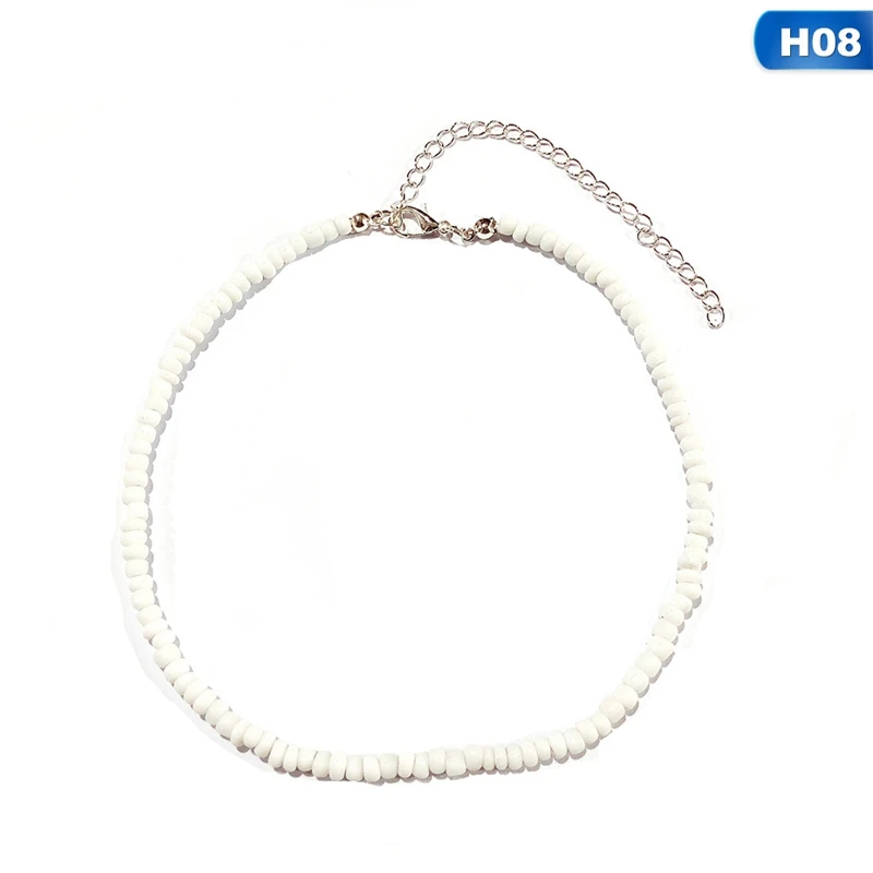 H08 8 цветов в богемном стиле Маленькие бисерные ожерелья s для женщин Boho короткое колье очаровательное Бохо ожерелье крутые украшения на шею - Окраска металла: H08