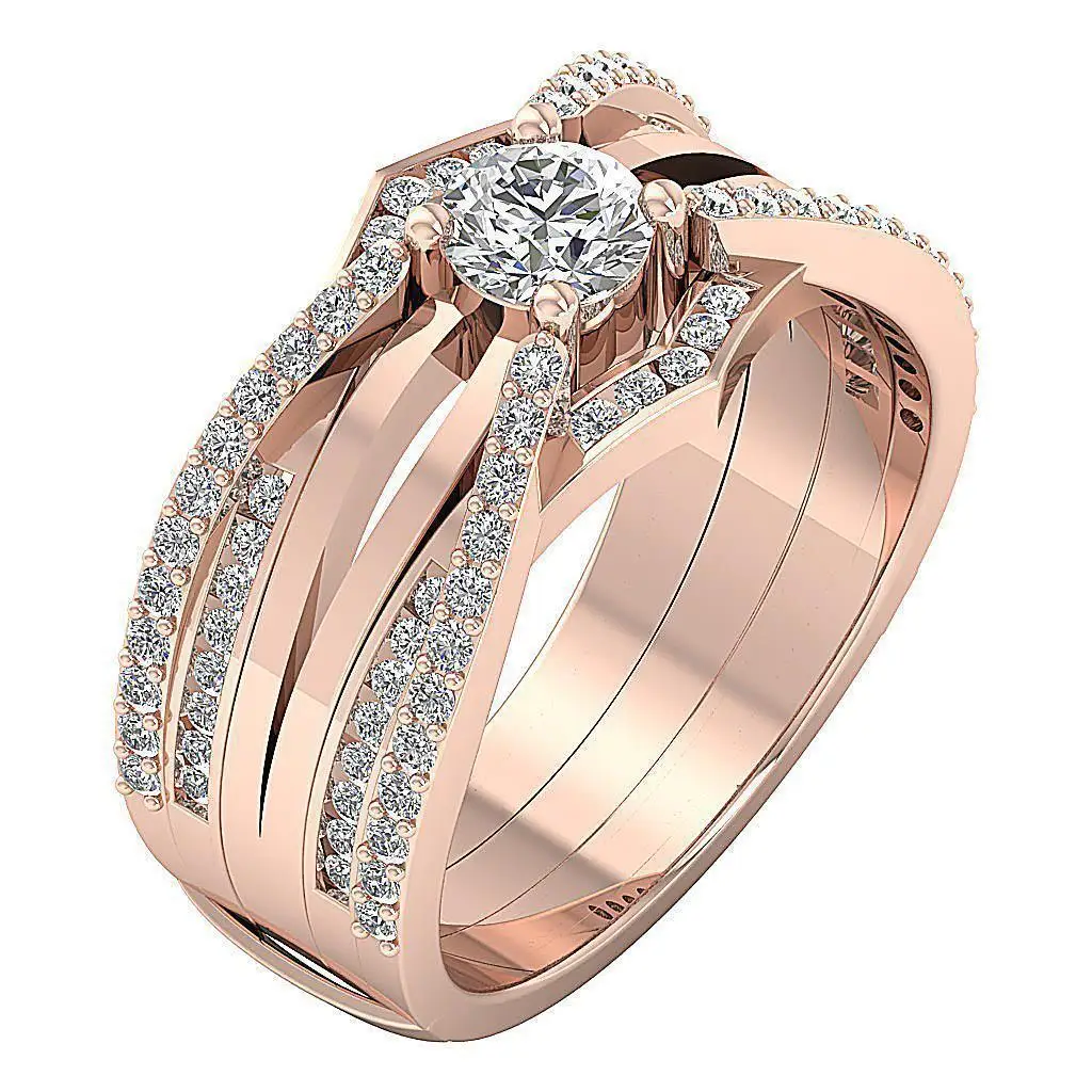 Европа и Соединенные Штаты Горячая Роскошная Мода пара кольцо двойное