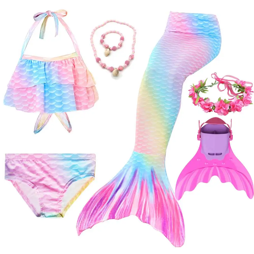Girls Mermaid Tail For Swimming Cosplay Swimsuit Kid s Sparkle Mermaid Tails Swimmable Costume Swimwear Sets